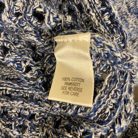 Croft & Barrow Cotton Knit Sweater Women's 3X Blue White Open Weave 3/4 Sleeve - Picture 4 of 11